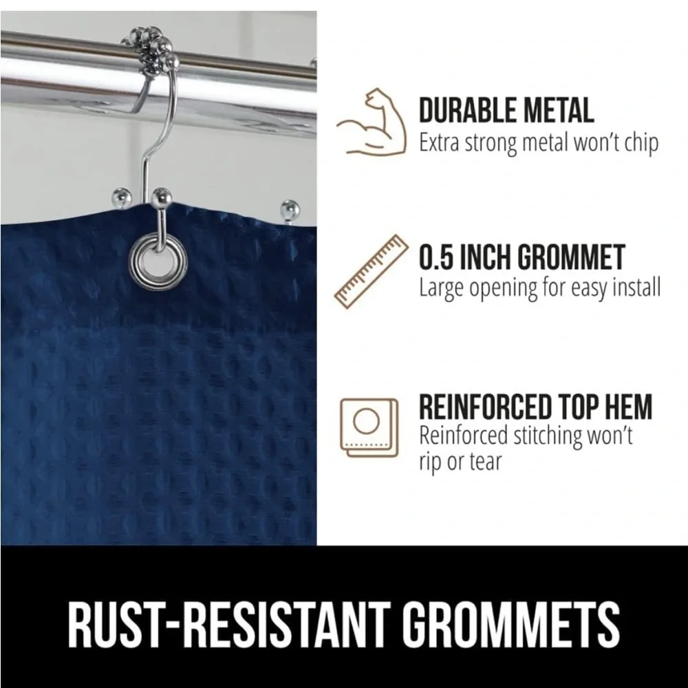 Waffle Shower Curtain, Thick Weighted Fabric, Wrinkle and Rust Resistant  NWOT